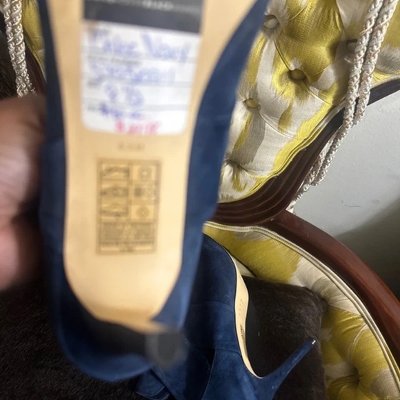 White House Black Market Blue Suede Ankle Boots - Picture 4 of 5